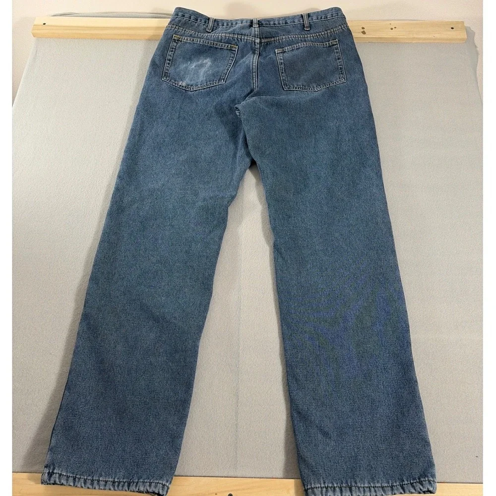 Fleece Lined Straight Leg Denim Jeans Mens‎ 38x36 Blue Medium Wash Work Pants